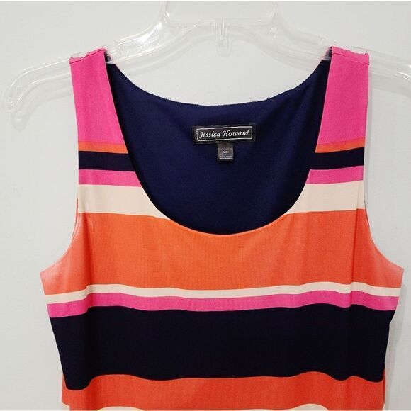 3/$30 JESSICA HOWARD Maxi Stripped Dress Side Slit - Picture 6 of 10